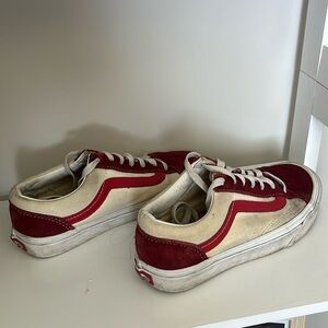Red and white womens vans